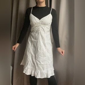 White vintage summer dress with embroidery